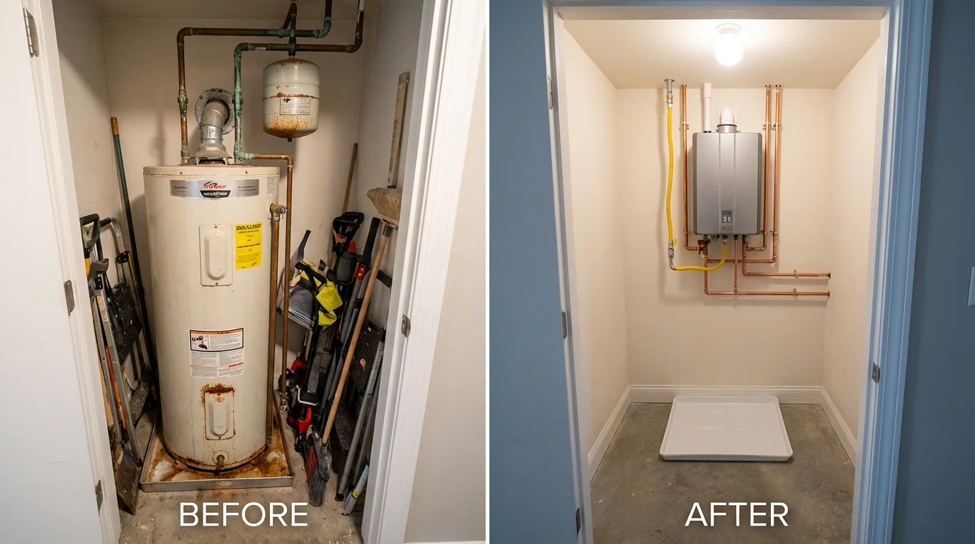 Tank water heater versus wall-mounted tankless unit comparison for Barberton, OH homeowners